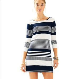 Lilly Pulitzer Marlowe Boatneck Navy Stripe Dress